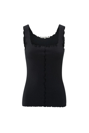 Yaya Singlet with frilled seams 99989 Washed black