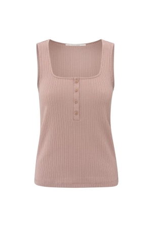 Yaya Rib singlet with buttons 99984 Soft mauve pink