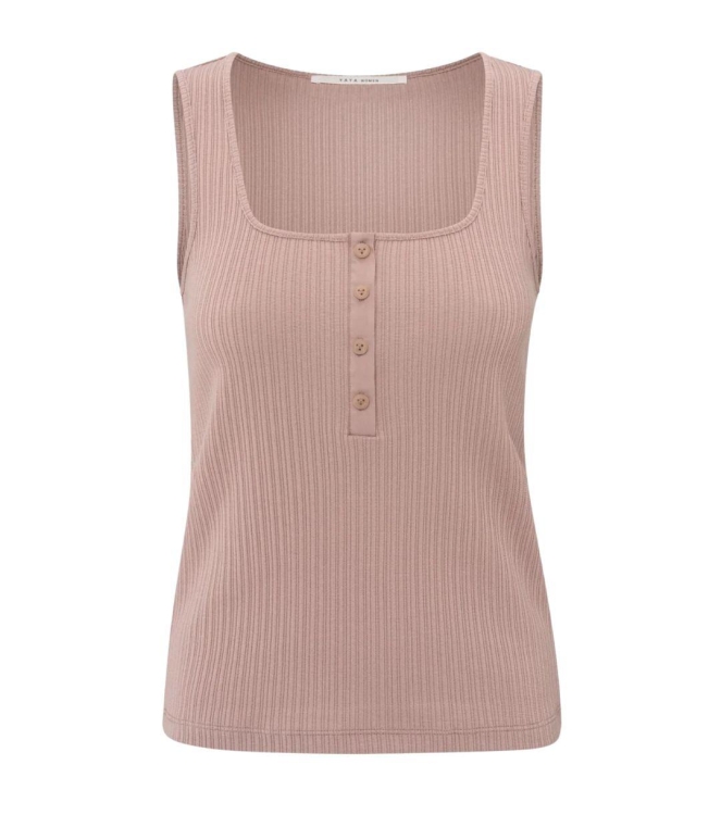 Yaya Rib singlet with buttons 99984 Soft mauve pink