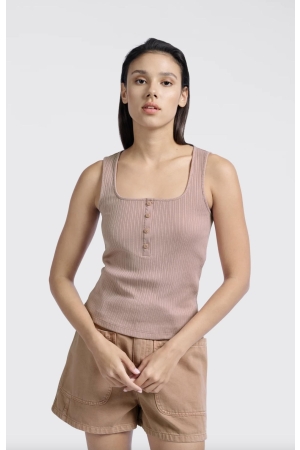 Yaya Rib singlet with buttons 99984 Soft mauve pink