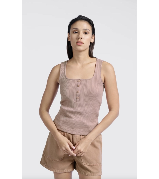 Yaya Rib singlet with buttons 99984 Soft mauve pink