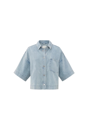 Yaya Oversized cropped denim jacket 99982 Light denim