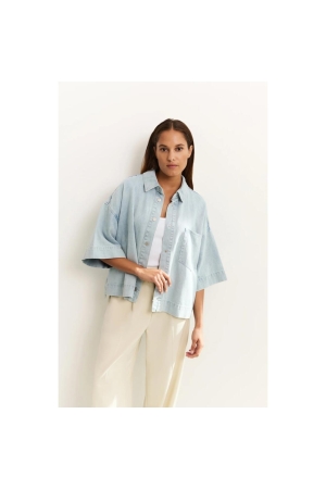 Yaya Oversized cropped denim jacket 99982 Light denim