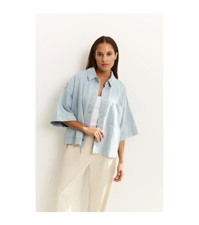 Yaya Oversized cropped denim jacket 99982 Light denim
