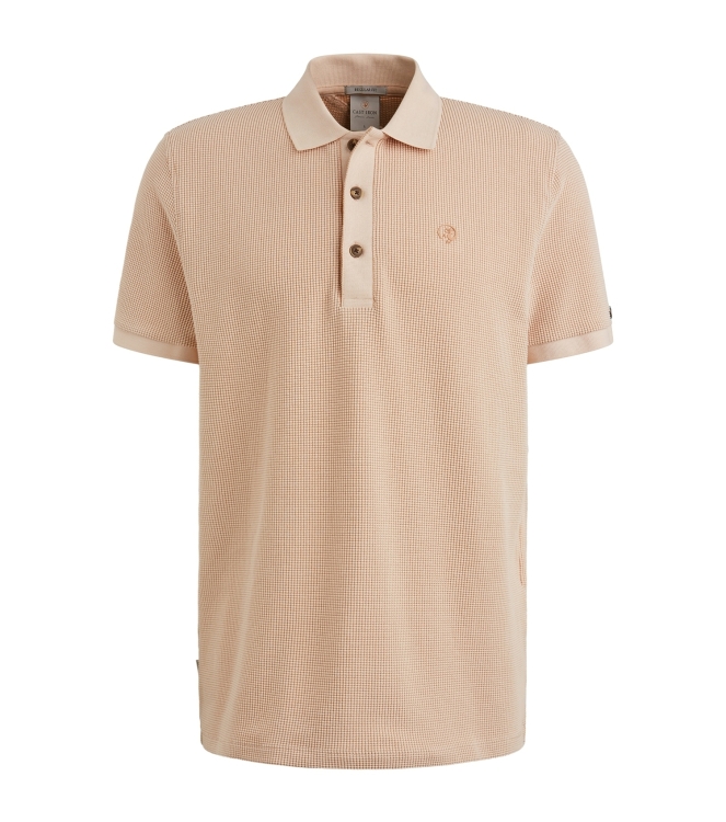 Cast Iron Short sleeve r-neck two tone waffl 7106 Cream tan