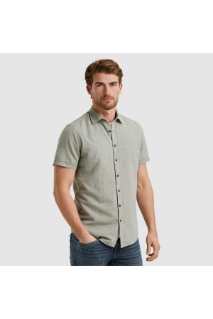 PME Legend Short Sleeve Shirt Ctn Linen 2 ton 6149 Deep Lichen Green