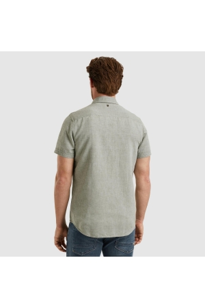 PME Legend Short Sleeve Shirt Ctn Linen 2 ton 6149 Deep Lichen Green