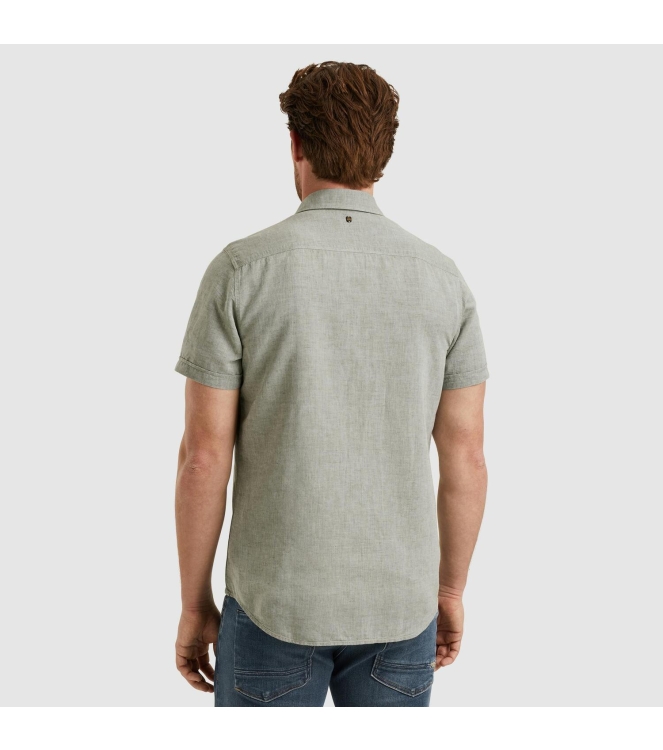 PME Legend Short Sleeve Shirt Ctn Linen 2 ton 6149 Deep Lichen Green
