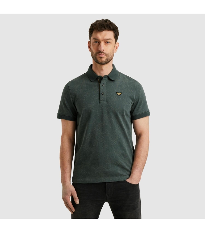 PME Legend Short sleeve polo fine pique aop 9076 Dark slate