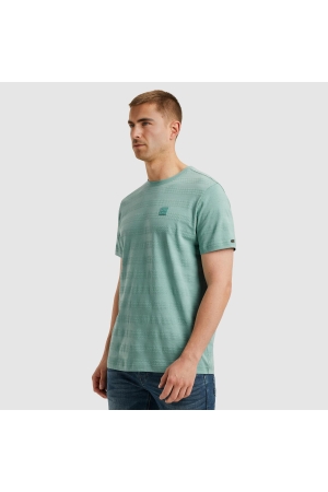 PME Legend Short sleeve r-neck jacquard strip 5149 Cameo blue
