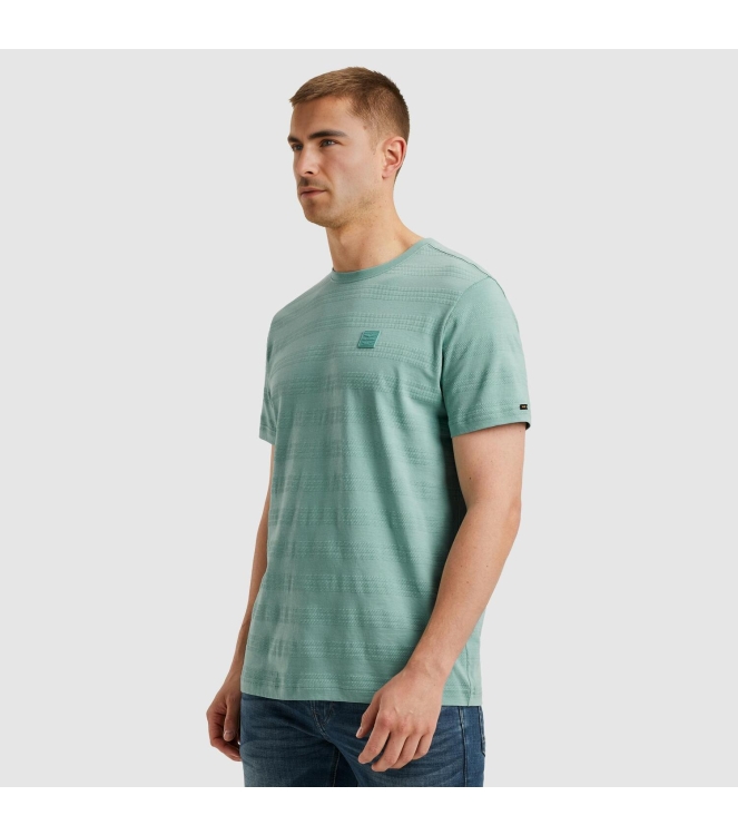 PME Legend Short sleeve r-neck jacquard strip 5149 Cameo blue