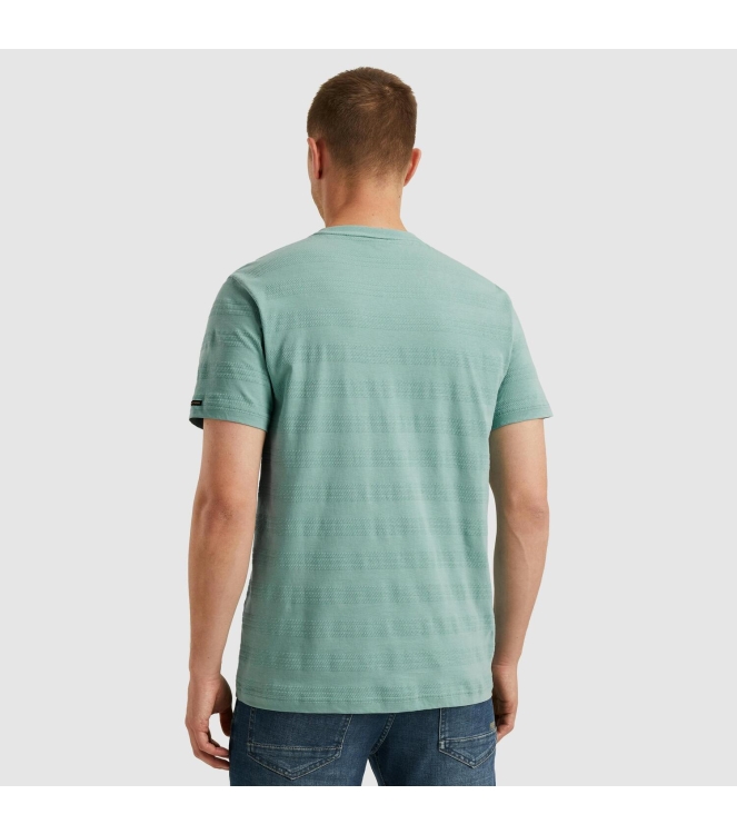 PME Legend Short sleeve r-neck jacquard strip 5149 Cameo blue