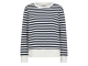Freequent Striped sweatshirt Off-white w. navy blazer
