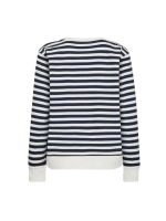 Freequent Striped sweatshirt Off-white w. navy blazer