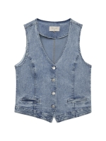 Freequent Denim waistcoat light blue denim