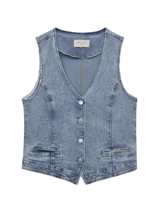 Freequent Denim waistcoat light blue denim