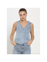 Freequent Denim waistcoat light blue denim