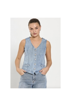 Freequent Denim waistcoat light blue denim