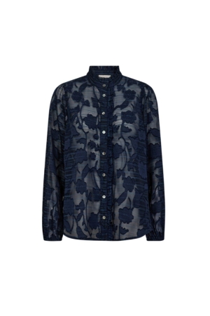 Freequent Shirt w. frills Navy blazer
