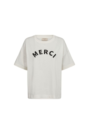 Freequent Tee w. front print Off-white w.black