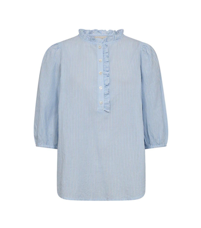 Freequent Blouse 1708 Chambray blue w. star off white