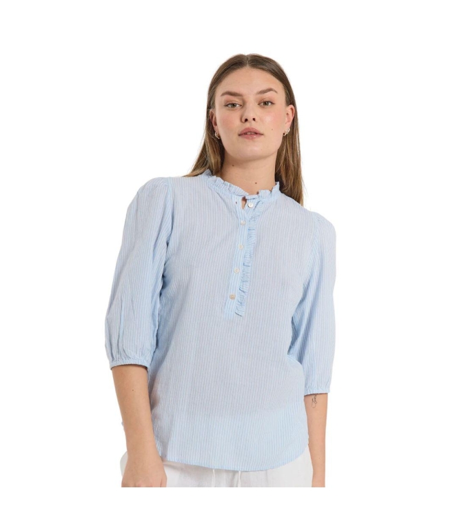 Freequent Blouse 1708 Chambray blue w. star off white