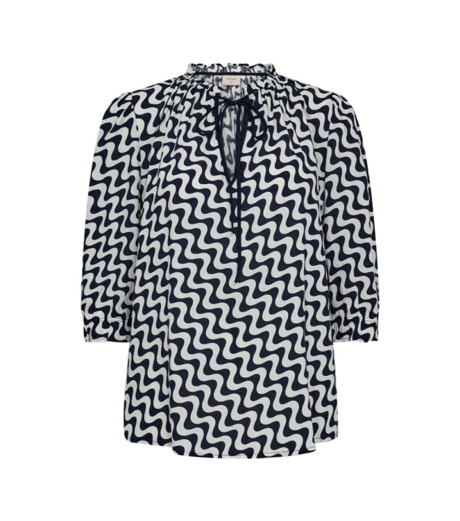 Freequent Blouse 7102 Star white w.navy
