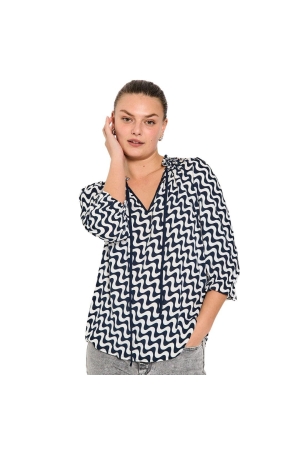Freequent Blouse 7102 Star white w.navy