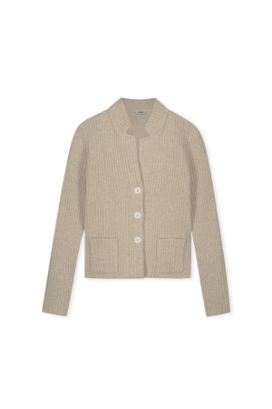 Kyra short cardigan blockstitch 106 almond