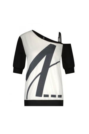 ZIP73 Top one shoulder 001 Black
