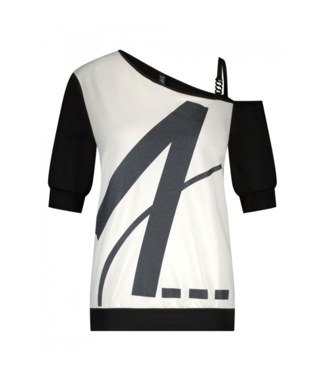 ZIP73 Top one shoulder 001 Black
