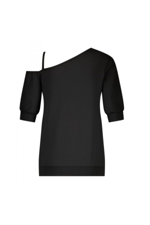 ZIP73 Top one shoulder 001 Black