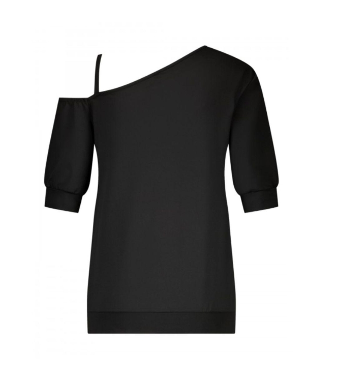 ZIP73 Top one shoulder 001 Black
