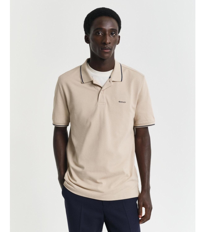 Gant TIPPING SS PIQUE POLO 277 dry sand