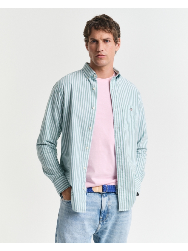 Gant REG CLASSIC OXFORD STRIPE SHIRT 322 deep green