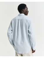 Gant REG COTTON LINEN STRIPE SHIRT 457 fresh blue