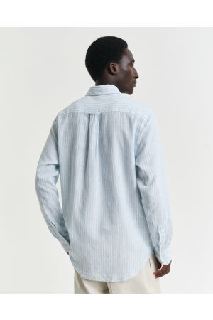 Gant REG COTTON LINEN STRIPE SHIRT 457 fresh blue