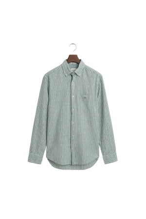 Gant REG COTTON LINEN STRIPE SHIRT 318 woody green