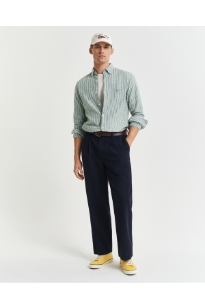 Gant REG COTTON LINEN STRIPE SHIRT 318 woody green