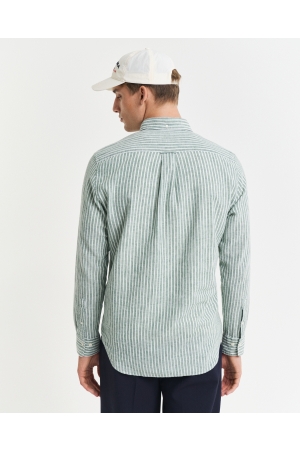 Gant REG COTTON LINEN STRIPE SHIRT 318 woody green