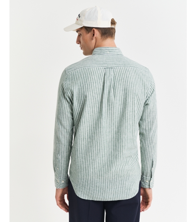 Gant REG COTTON LINEN STRIPE SHIRT 318 woody green
