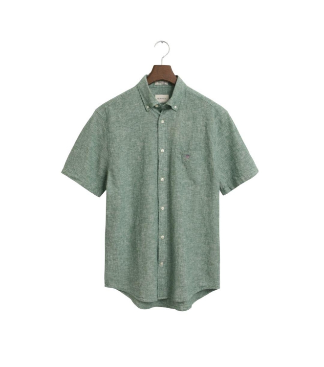 Gant REG COTTON LINEN SS SHIRT 318 woody green