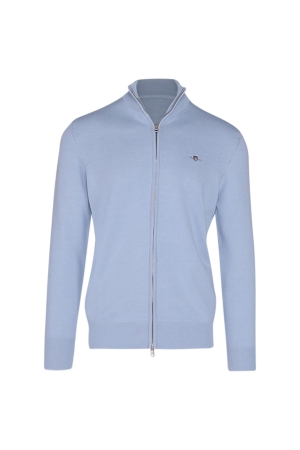 Gant CASUAL COTTON ZIP CARDIGAN 457 fresh blue