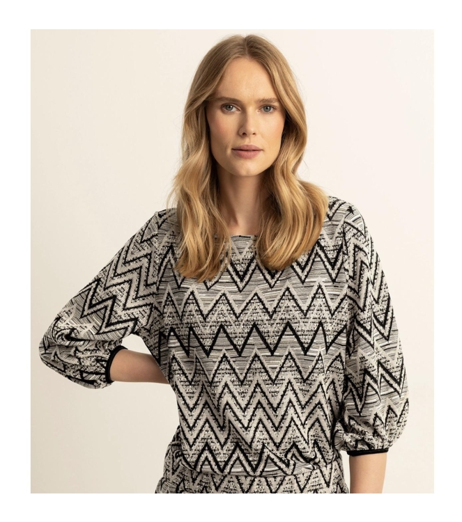 Expresso Top missoni print wide sleeves EX900 Black