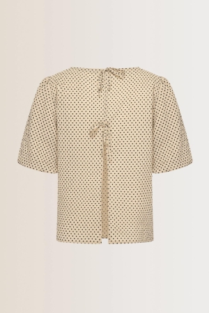 Expresso Fancy dot fabric special sleeve top EX208 Oyster