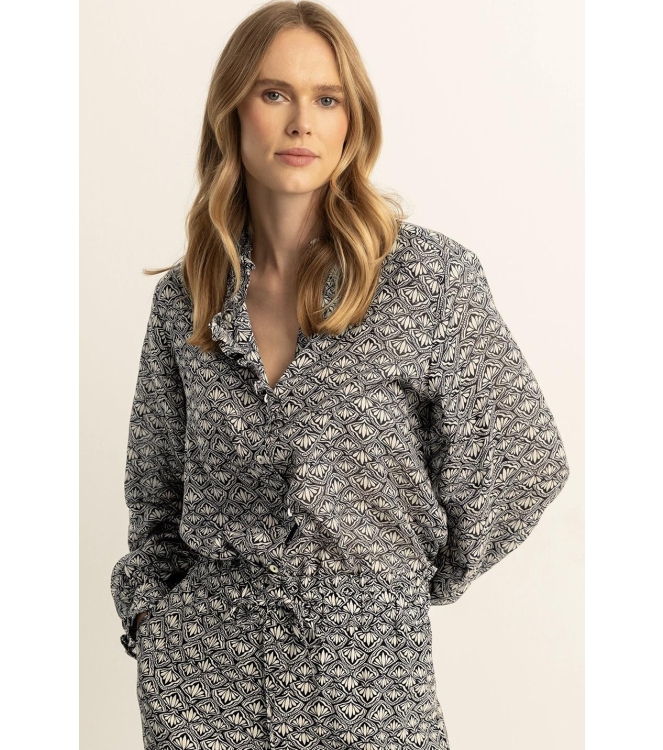 Expresso Black/white dessin long sleeve blou EX900 Black