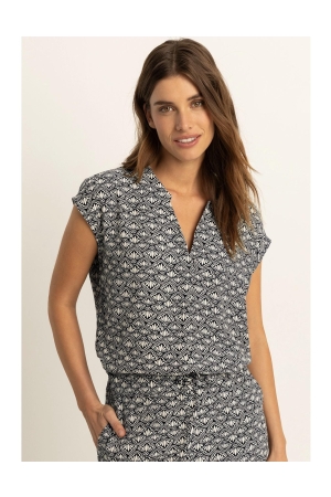 Expresso Black/white dessin  blouse EX900 Black