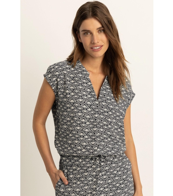 Expresso Black/white dessin  blouse EX900 Black