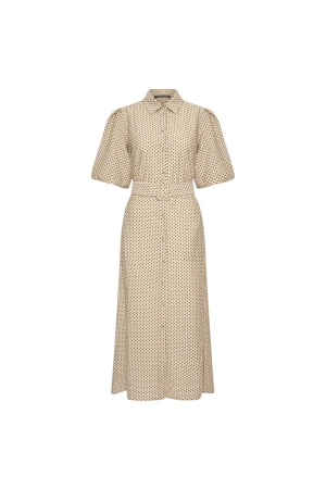 Expresso Fancy dot fabric long dress EX208 Oyster