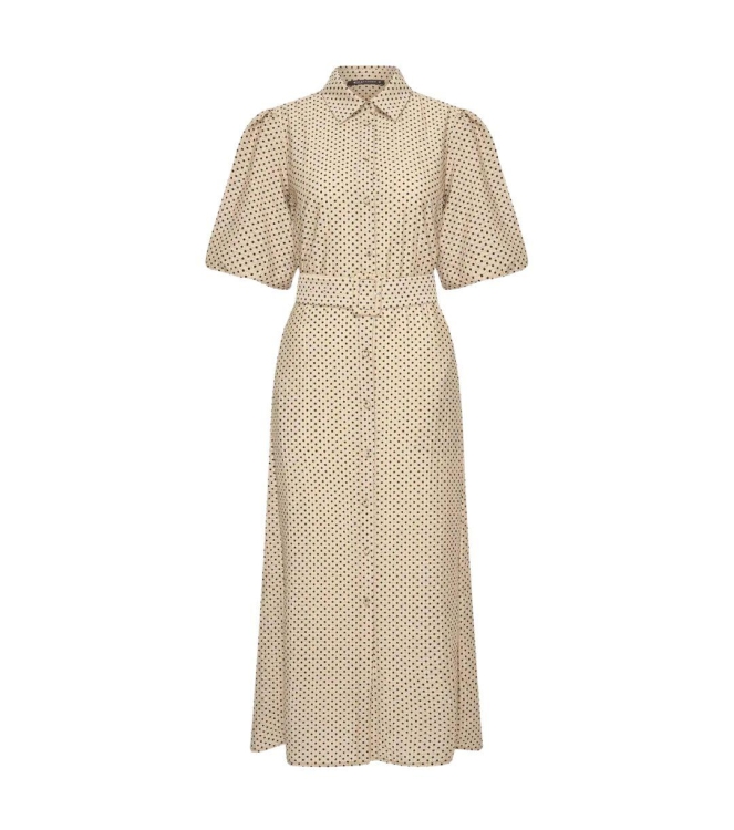 Expresso Fancy dot fabric long dress EX208 Oyster